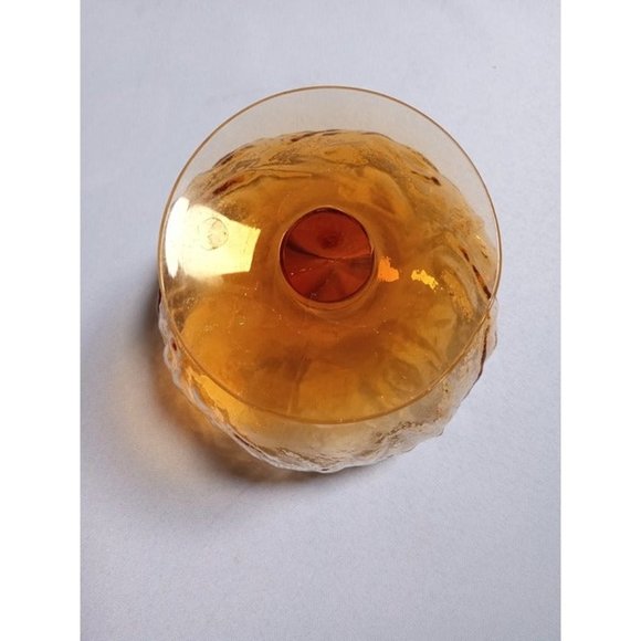 Orange‎ Sherbert Crinkle Glass Bowl 4" Tall x 4.5" Wide (2c1) - Picture 4 of 5